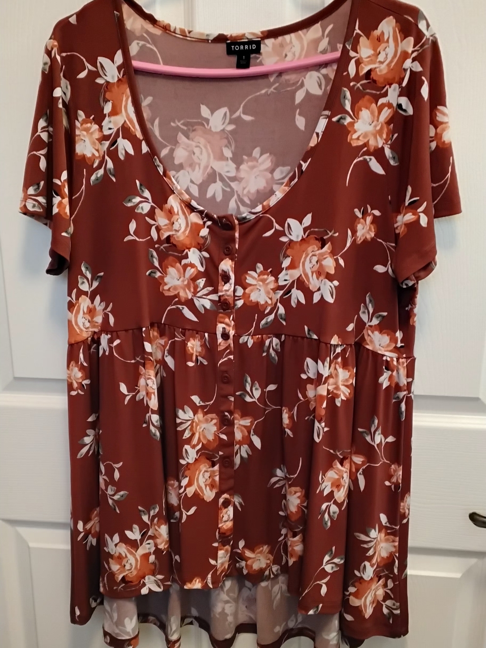 Torrid Rust Floral Button-Front Peplum Top/Dress